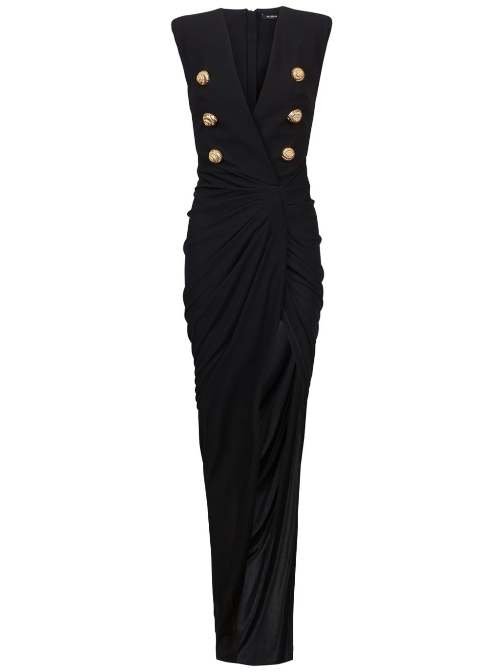 Tailored crepe long dress - Black