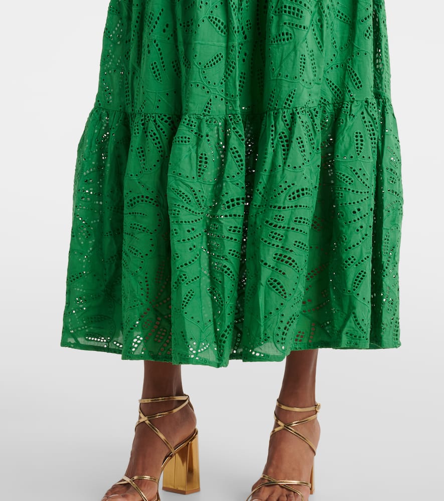 Farm Rio Monstera tiered cotton maxi dress