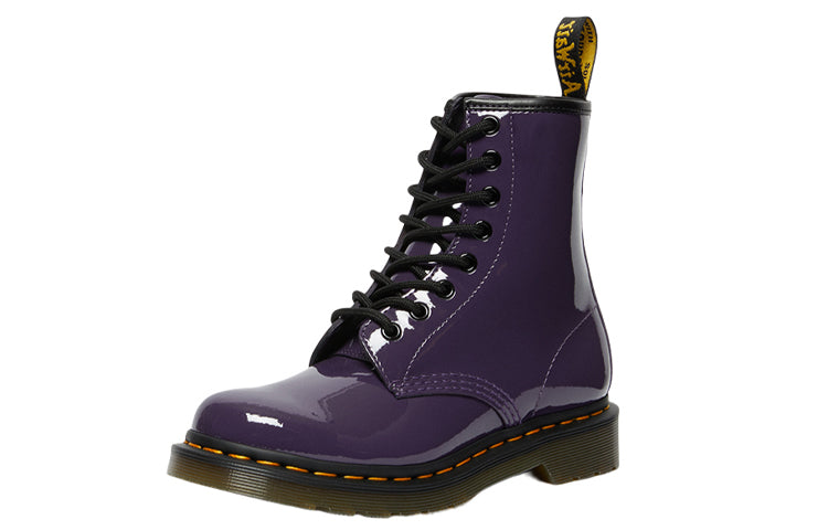 (WMNS) Lens Patent Leather 8 Martin boots Black Purple