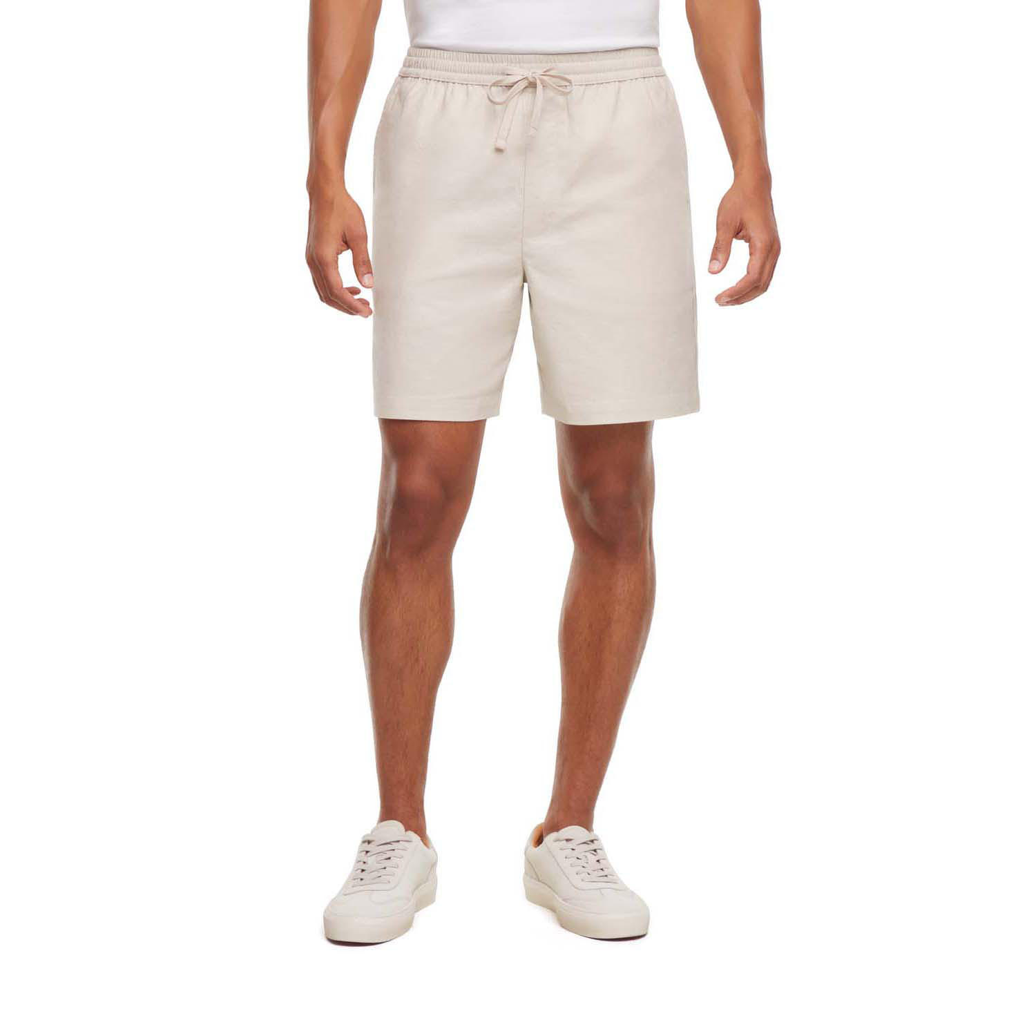 Men's Linen Pull-On Shorts Khaki L:- Khaki