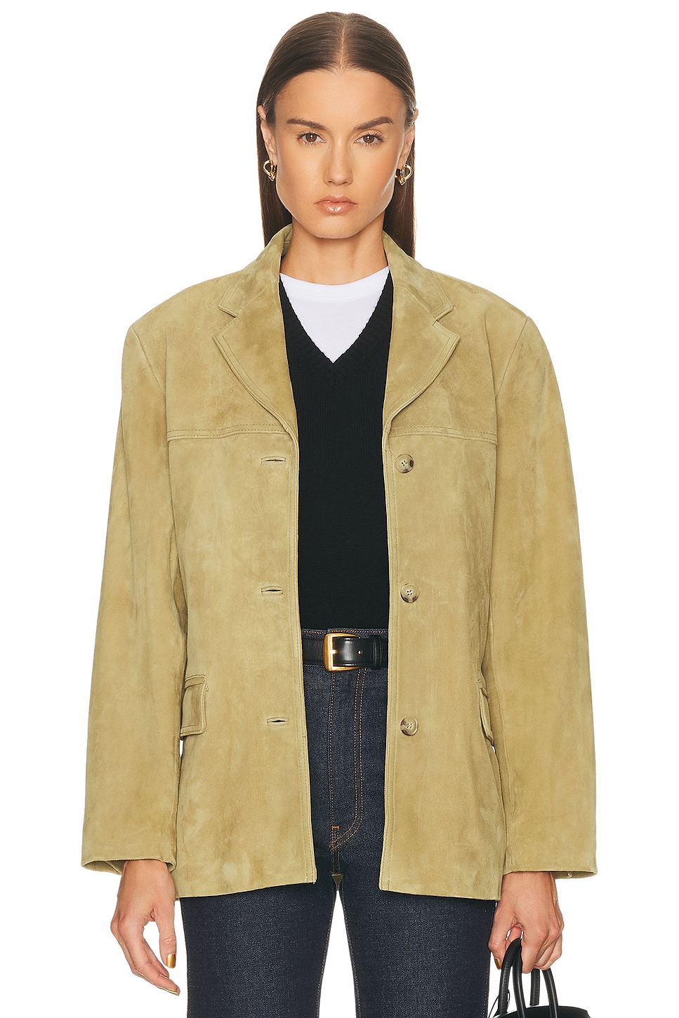 EAVES Aroa Suede Blazer Jacket in Palm - Brown. XXS also in