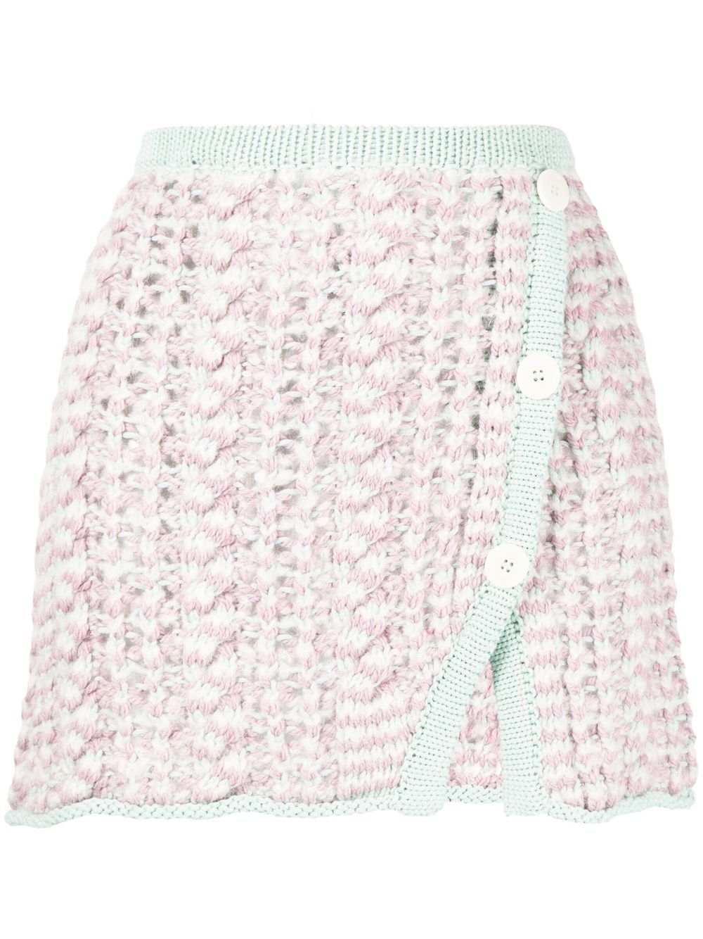 Off-centre button-fastening skirt - Purple