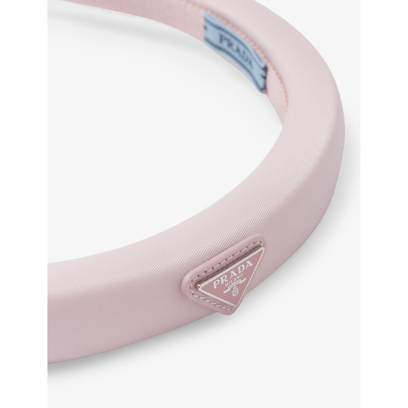 Womens Pink Re-Nylon Brand-plaque Recycled-polyamide Headband 