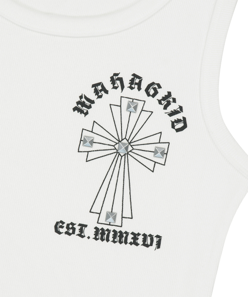 CROSS STUD TANK TOP WHITE