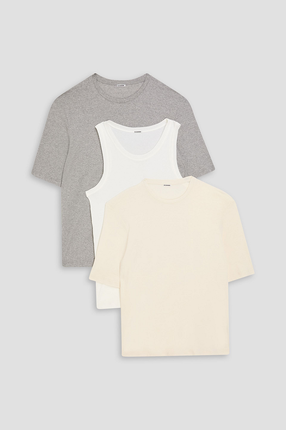 Set of three cotton-jersey T-shirts - White - M