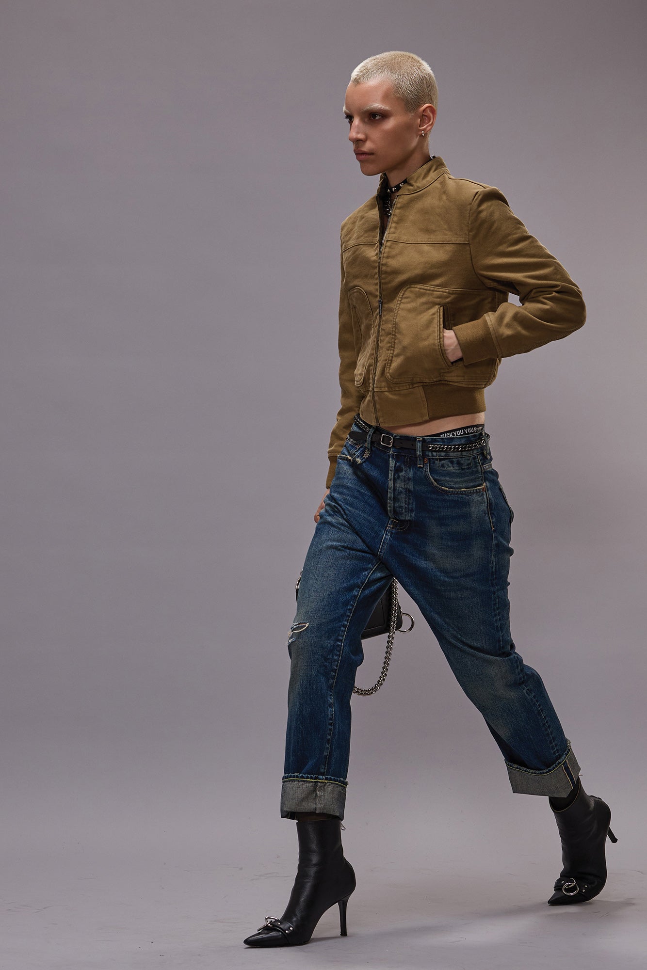 R13 Cuffed Tailored Drop - Adelaide Selvedge Blue