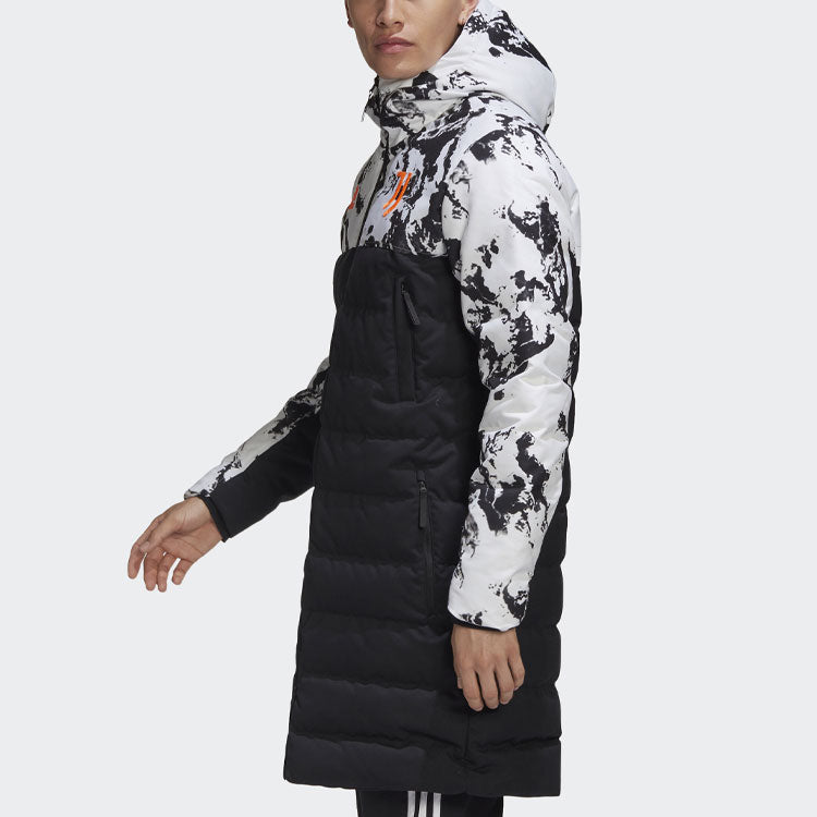Juve Ssp Dwcoat Juventus Colorblock Soccer/Football mid-length Sports hooded down Jacket Black