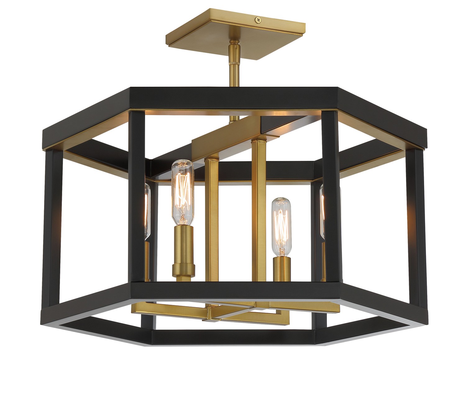 Coal And Soft Brass Semi Flush Mount from the Union Estates Collection