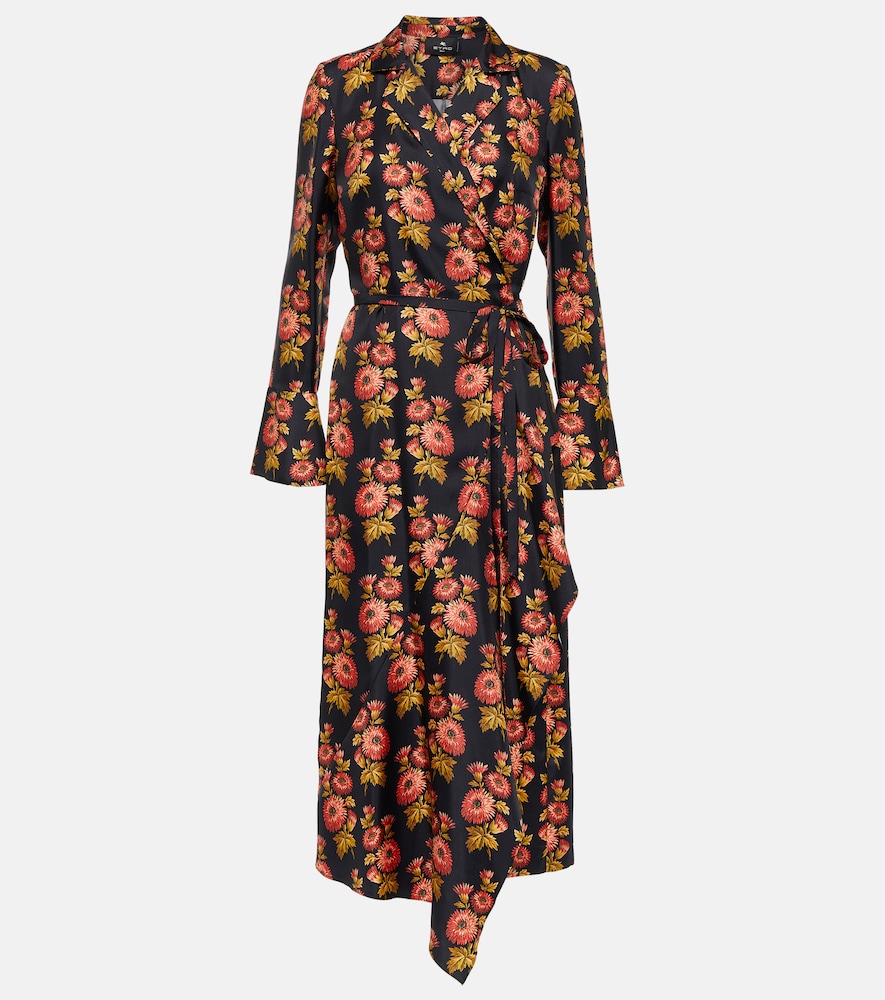Etro Floral silk twill midi wrap dress