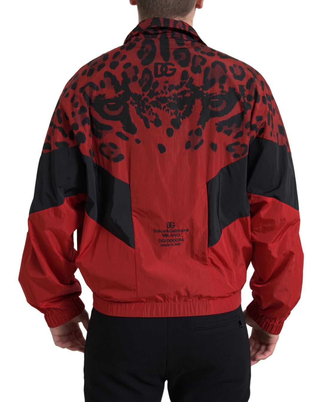 Leopard-Print Nylon Jacket — Red