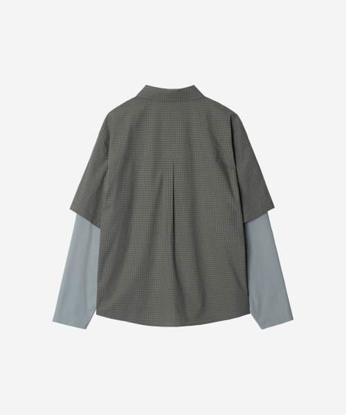 DEV:10 Layered Sleeve Check Shirt_Beige