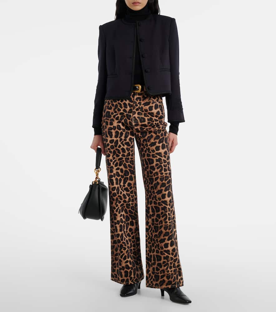 Leopard-print high-rise wide-leg pants
