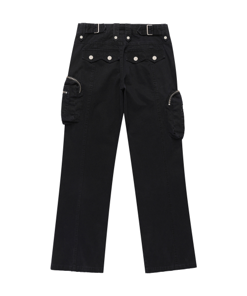 WASHED MILITARY CARGO PANTS BLACK