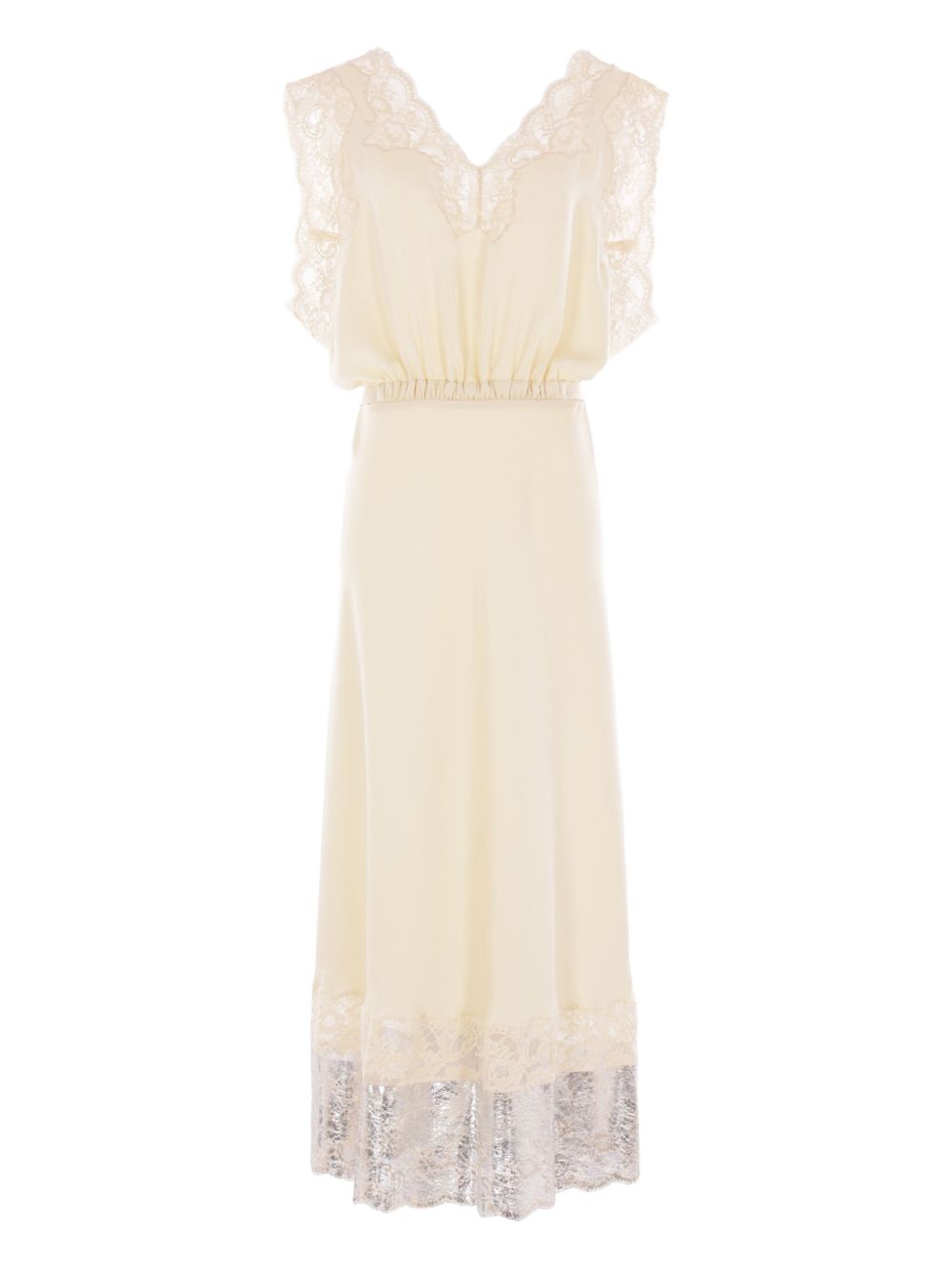 Rabanne lace-trimmed midi dress - Neutrals