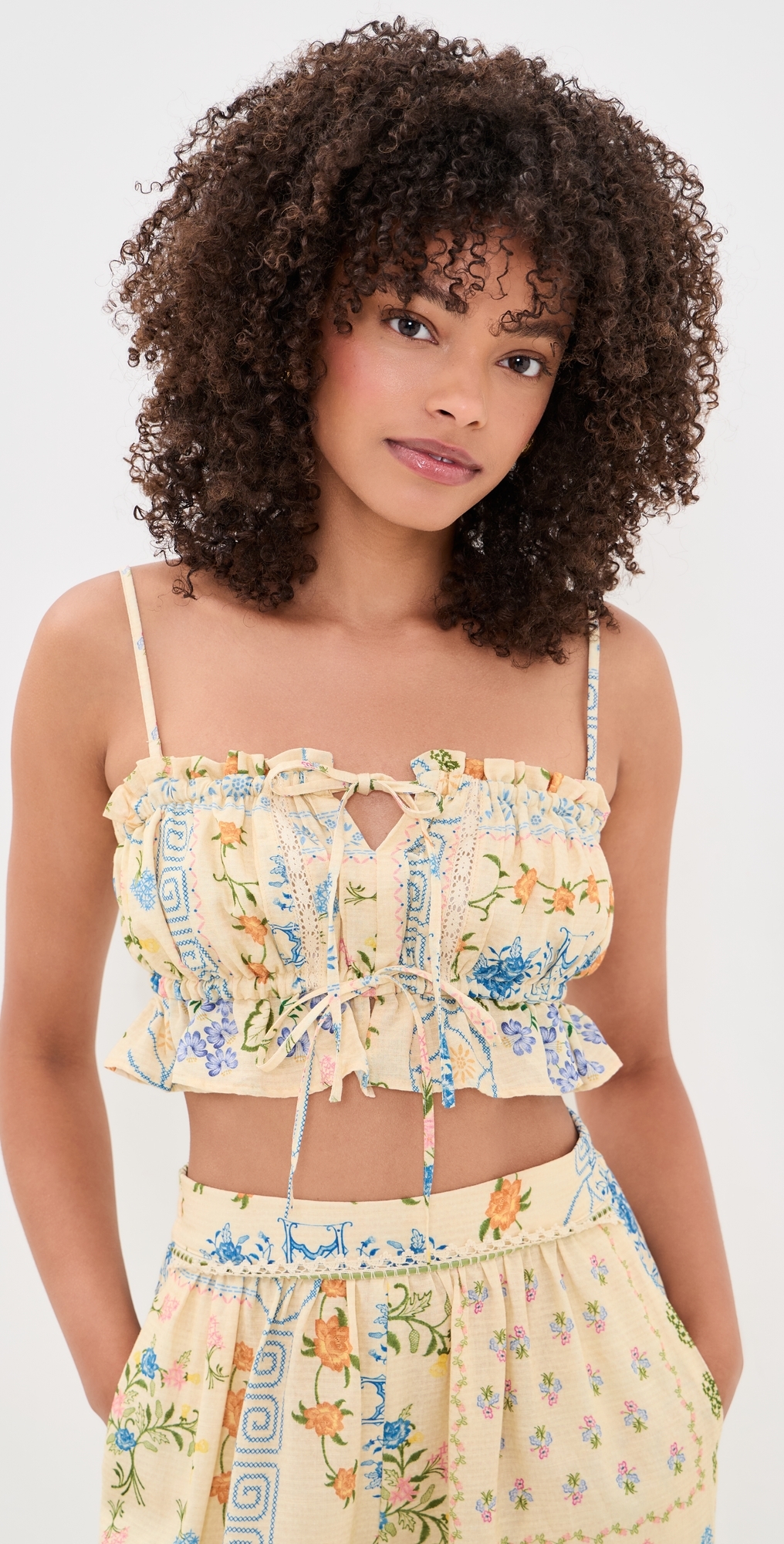 Vichy Ruffled Crop Top Multicolor