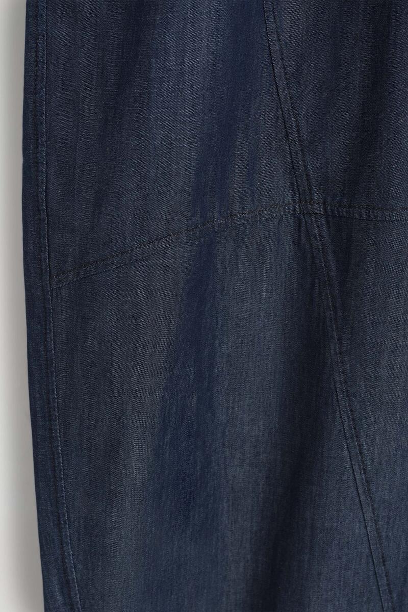 Elasticated Barrel-Leg Denim Pants