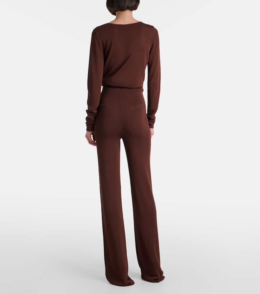Ribbed-knit flared pants