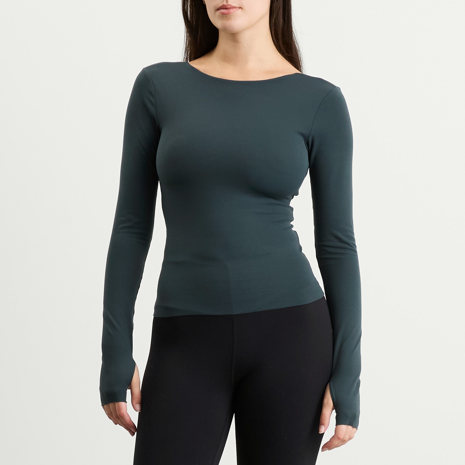 Women's Zenvy Long Sleeve T-Shirt Seaweed/White
