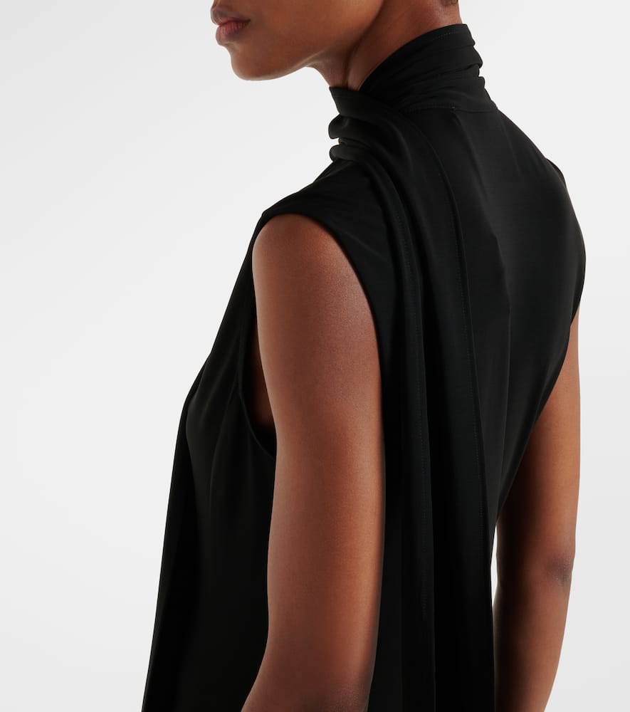 Scarf-detail jersey maxi dress