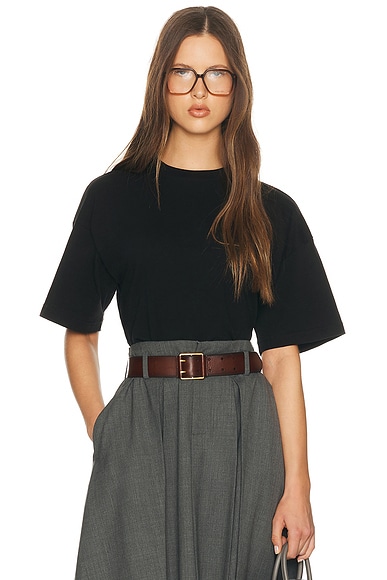 Helsa The Sculpted Tee in Thick Jersey in Black - Black. XXS also in L, M
