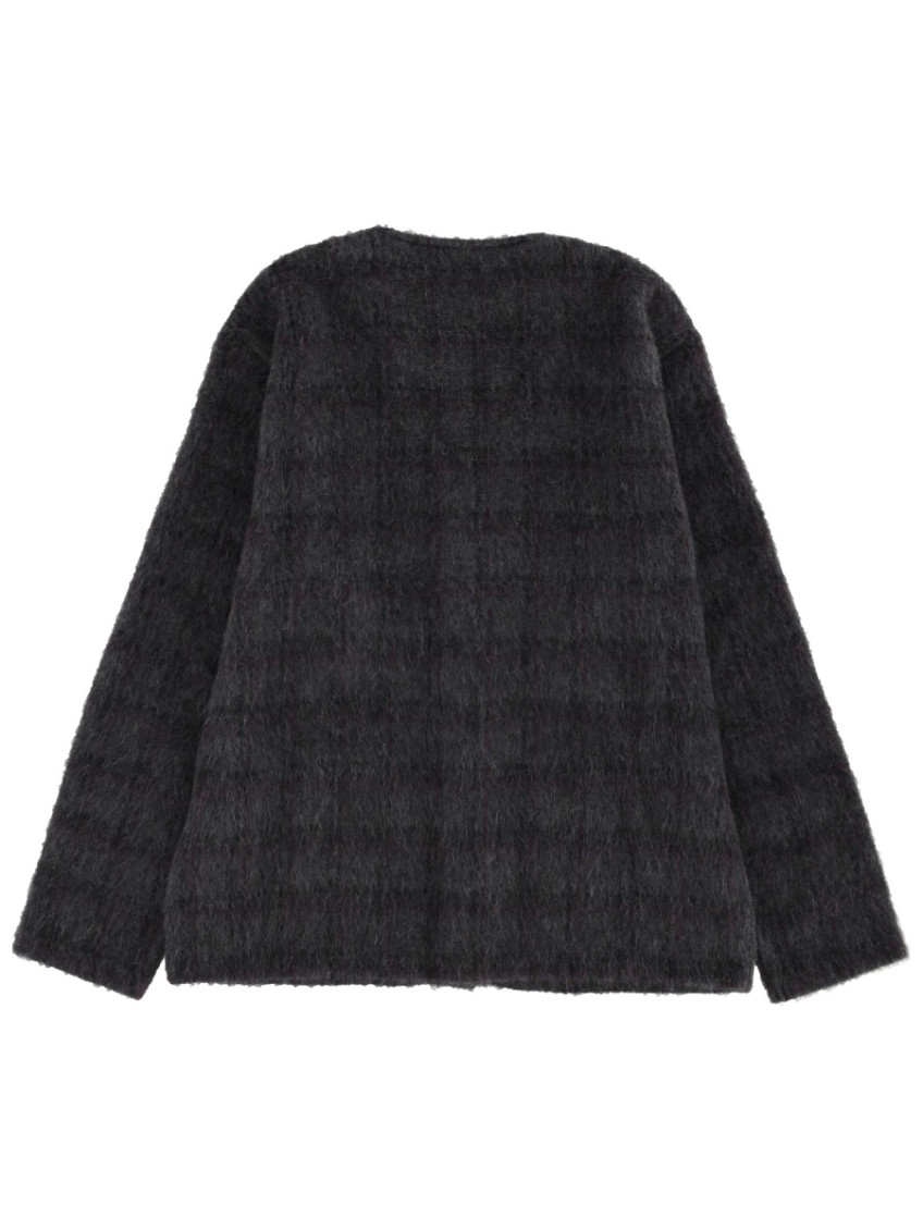 Grey Checks V Neck Cardigan