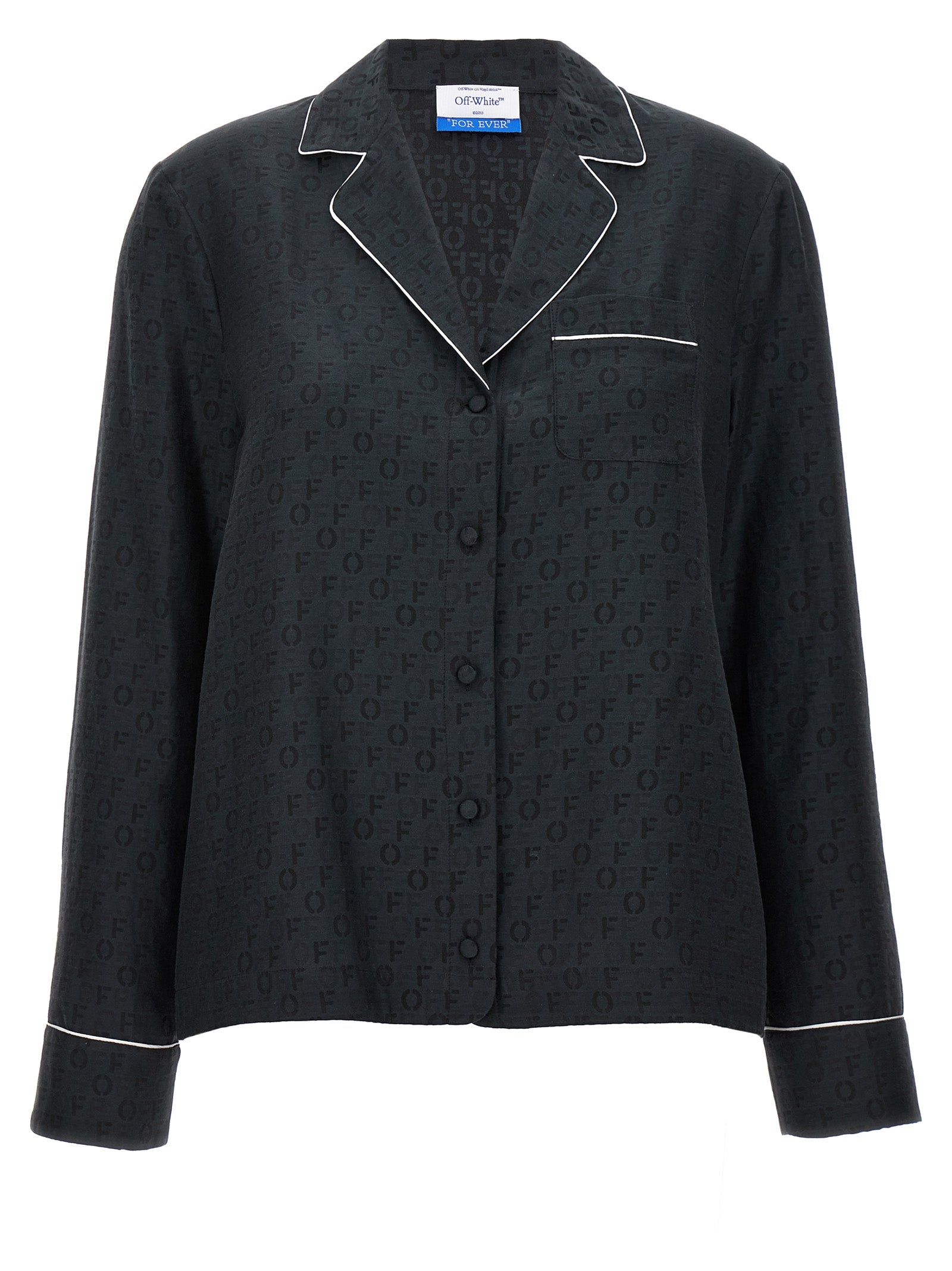 Logo-Jacquard Silk Blouse — Black