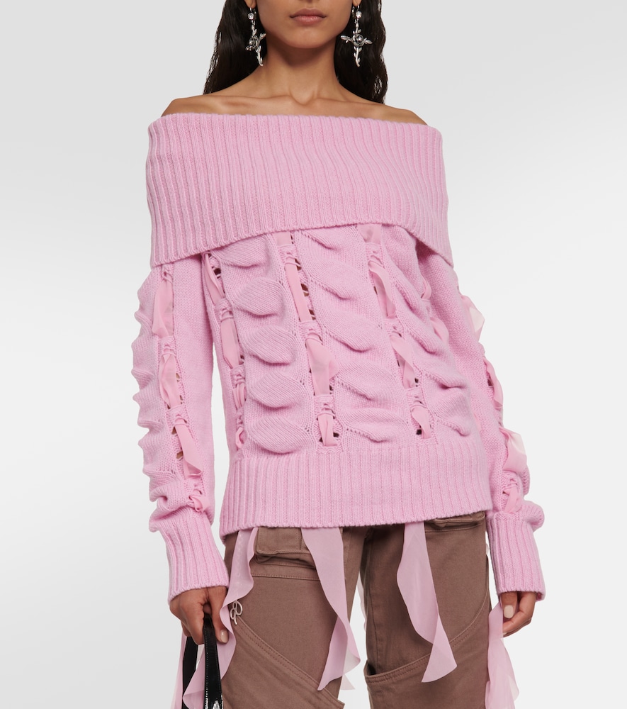 Rushed off-shoulder wool sweater