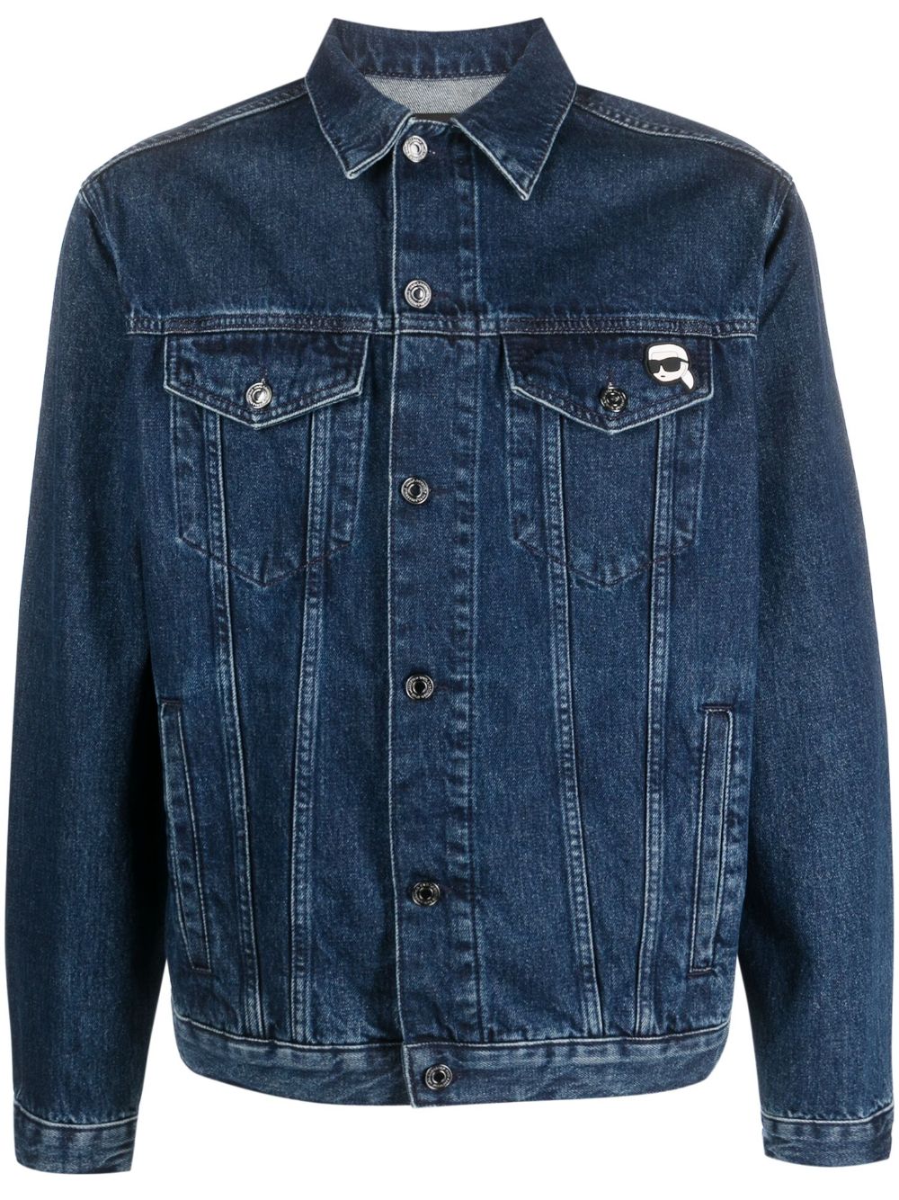 Logo-patch denim jacket - Blue