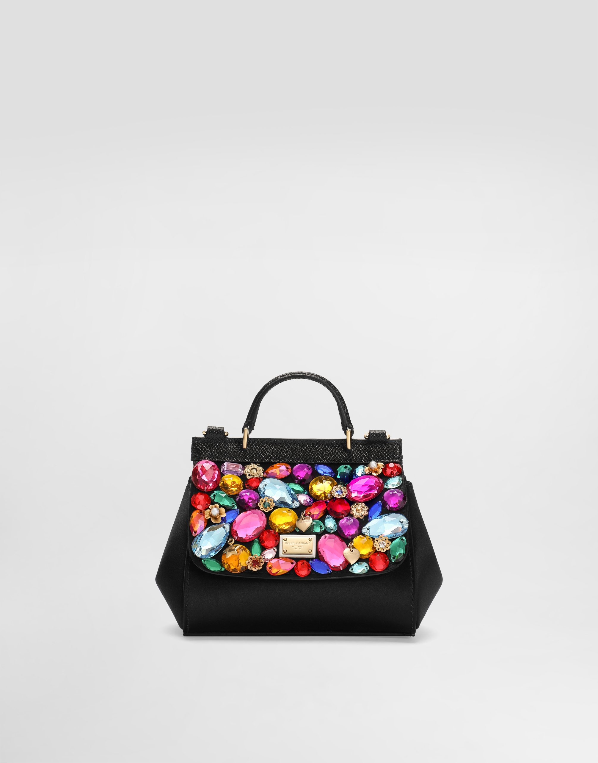 Satin and dauphine calfskin mini Sicily bag