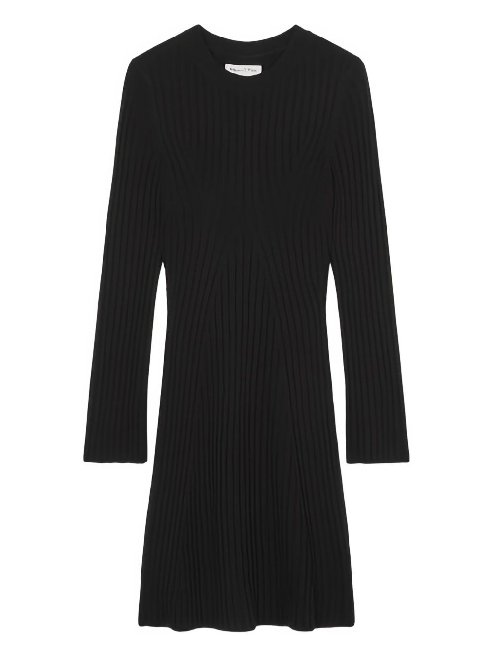 Ribbed long-sleeve dress - Black