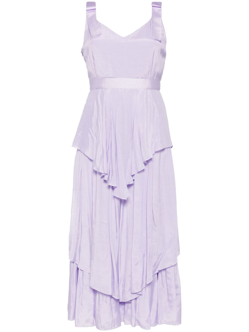 Poplin tiered midi dress - Purple