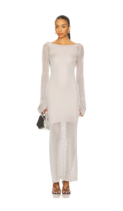 Tyler McGillivary Estelle Knit Dress in Metallic Silver. - XS also in L, M