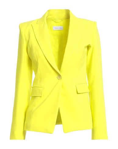 Woman Blazer Yellow Size 2 Polyester, Elastane