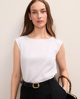 Ann Taylor Boatneck Top in Linen Blend