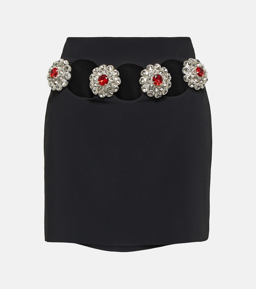 Crystal-embellished cutout miniskirt