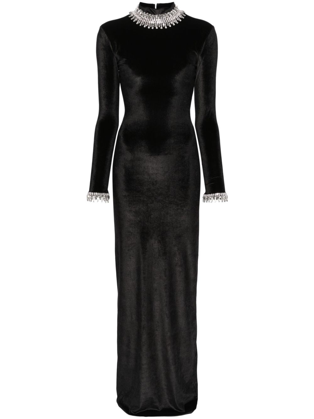 Crystal-embellished velvet gown - Black
