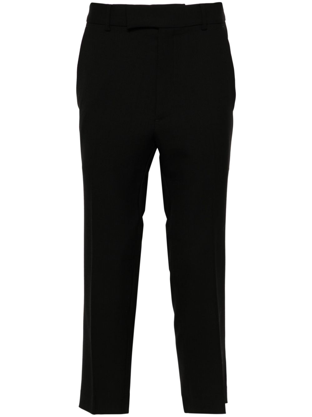 Embroidered-trim tapered trousers - Black