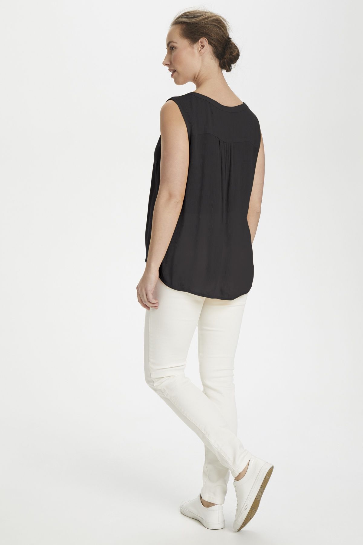 Kaffe Amber Sleeveless V-Neck Top In Black