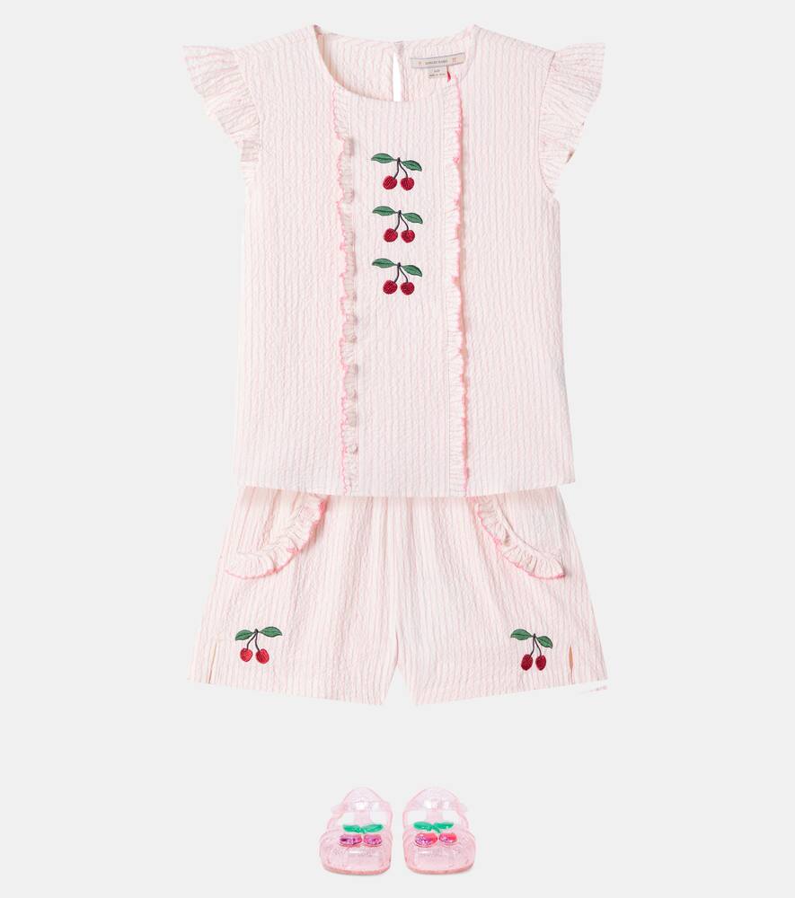 Konges Sløjd Ellie embroidered cotton seersucker top