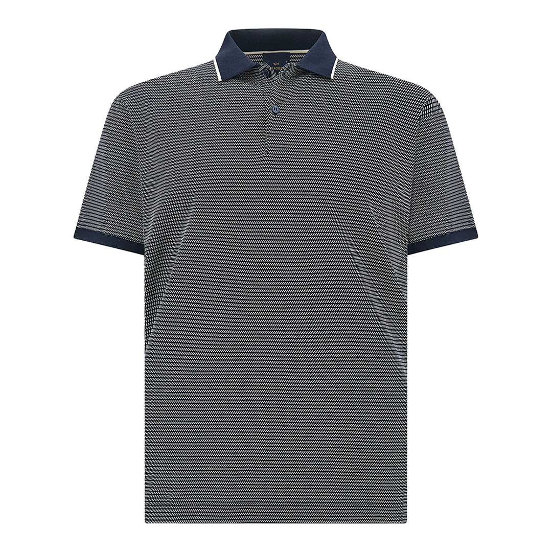 Polo in double mercerised cotton jersey, Man, Dress Blues-snow White
