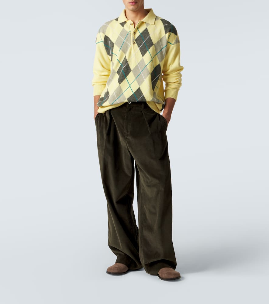 Argyle wool polo sweater