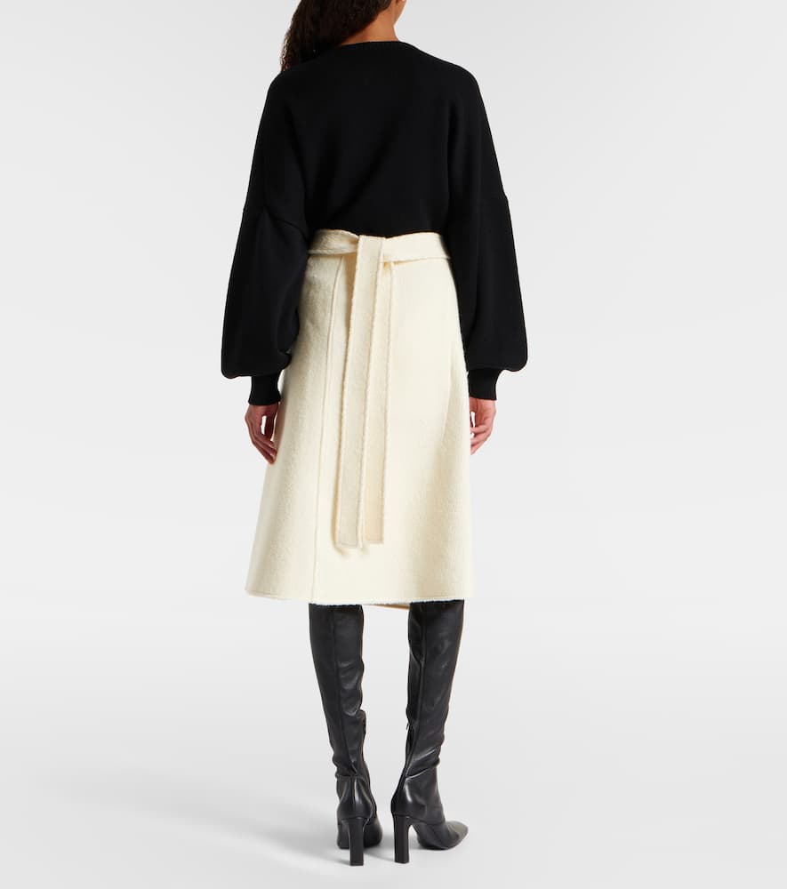 Bodhi high-rise wool-blend bouclé wrap skirt