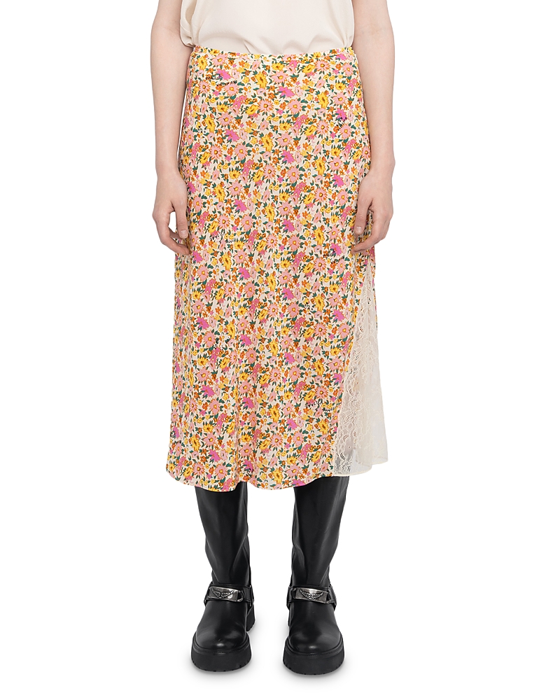 Jayla floral-print midi skirt - Orange