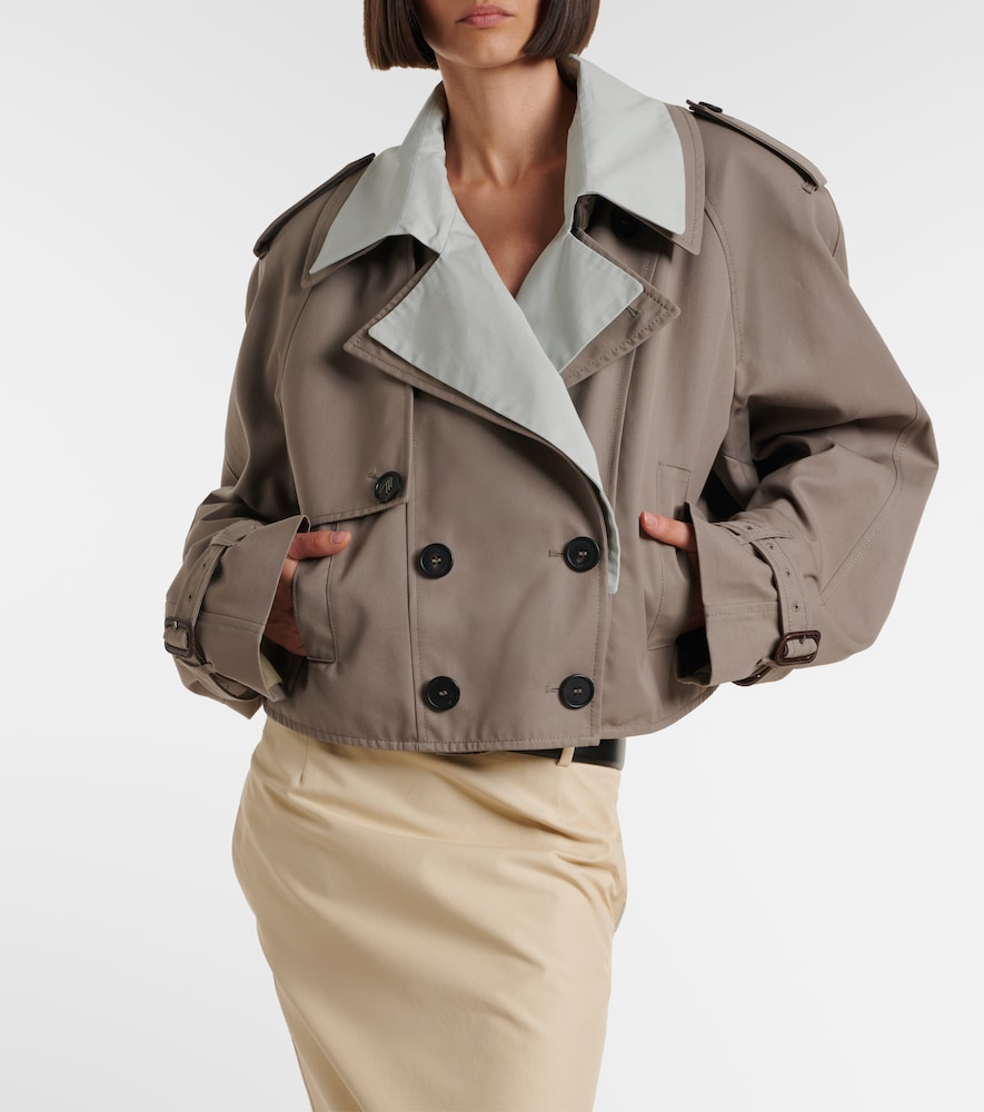 Cropped gabardine trench coat