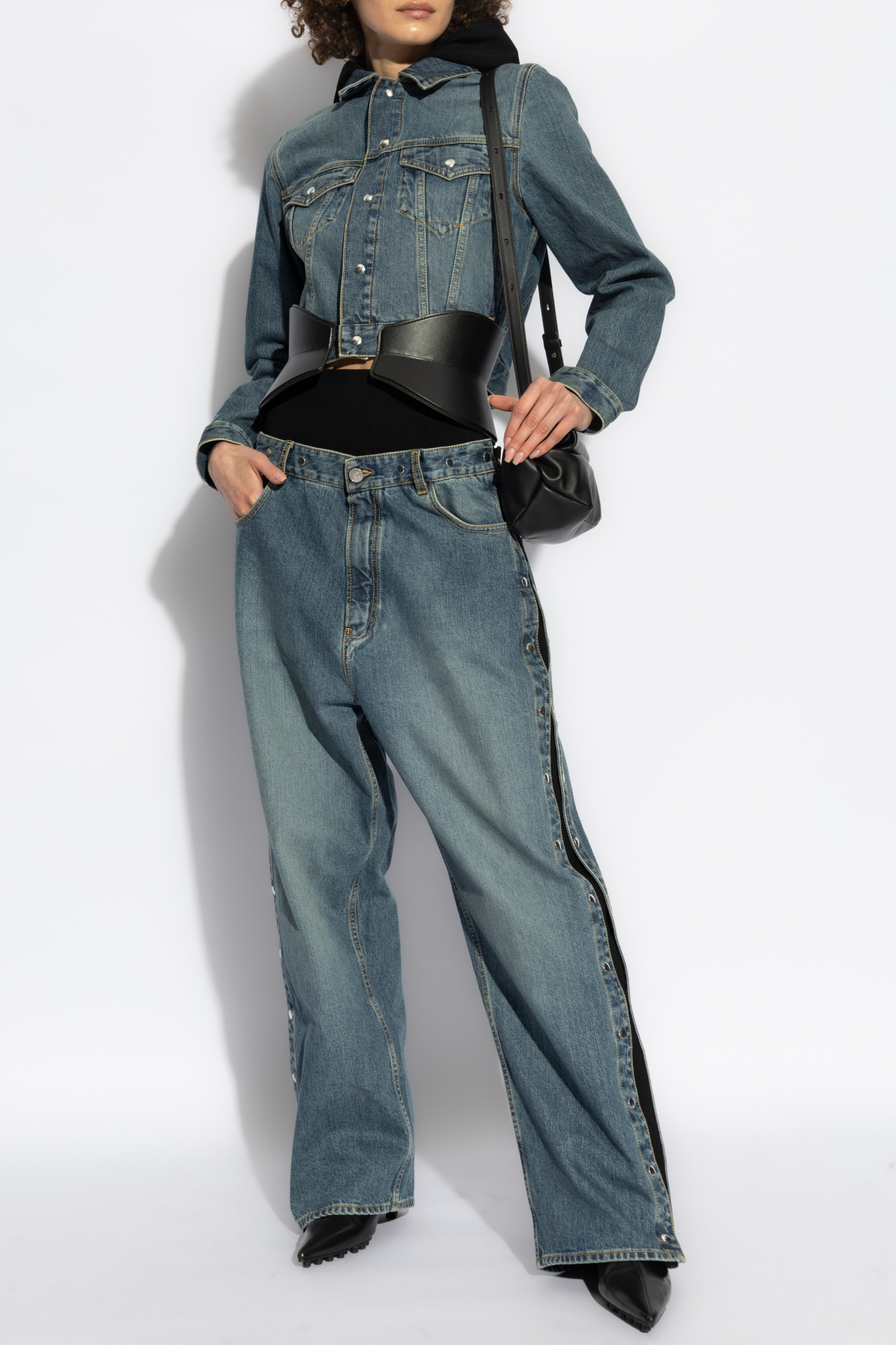 Jeans With Detachable Side Stripes, Women's, Blue