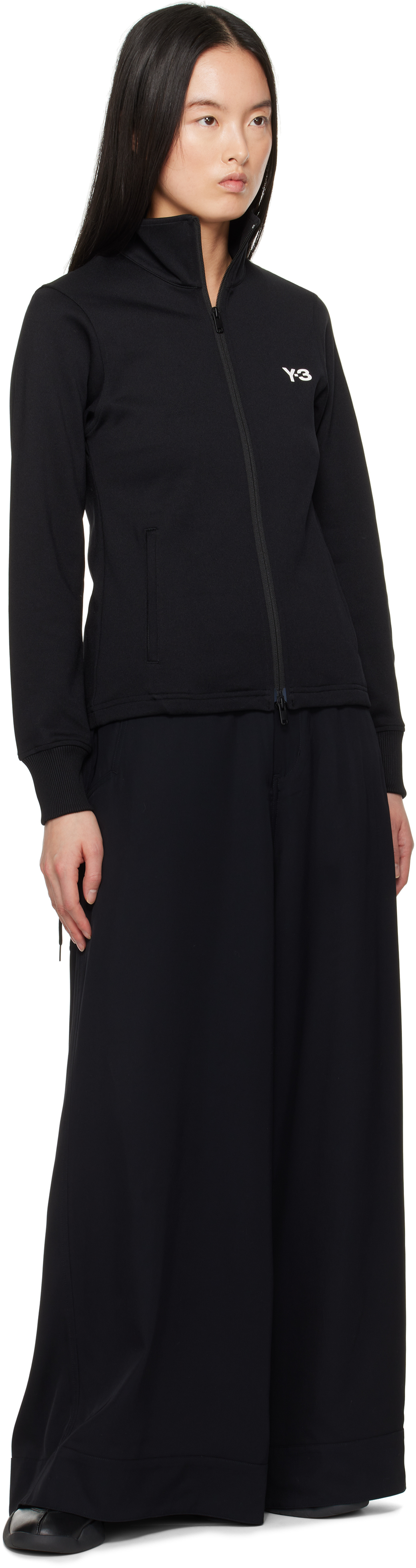 Y-3 Black Rayon Twill Wide Trousers
