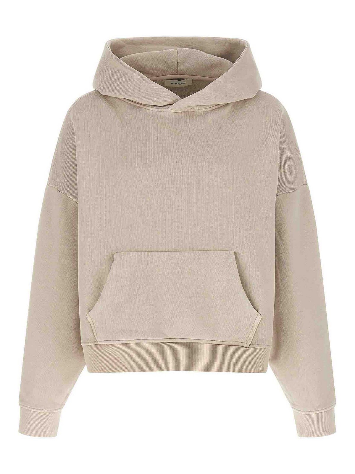 Heavy Hoodie Beige Cotton Sweatshirt - Men