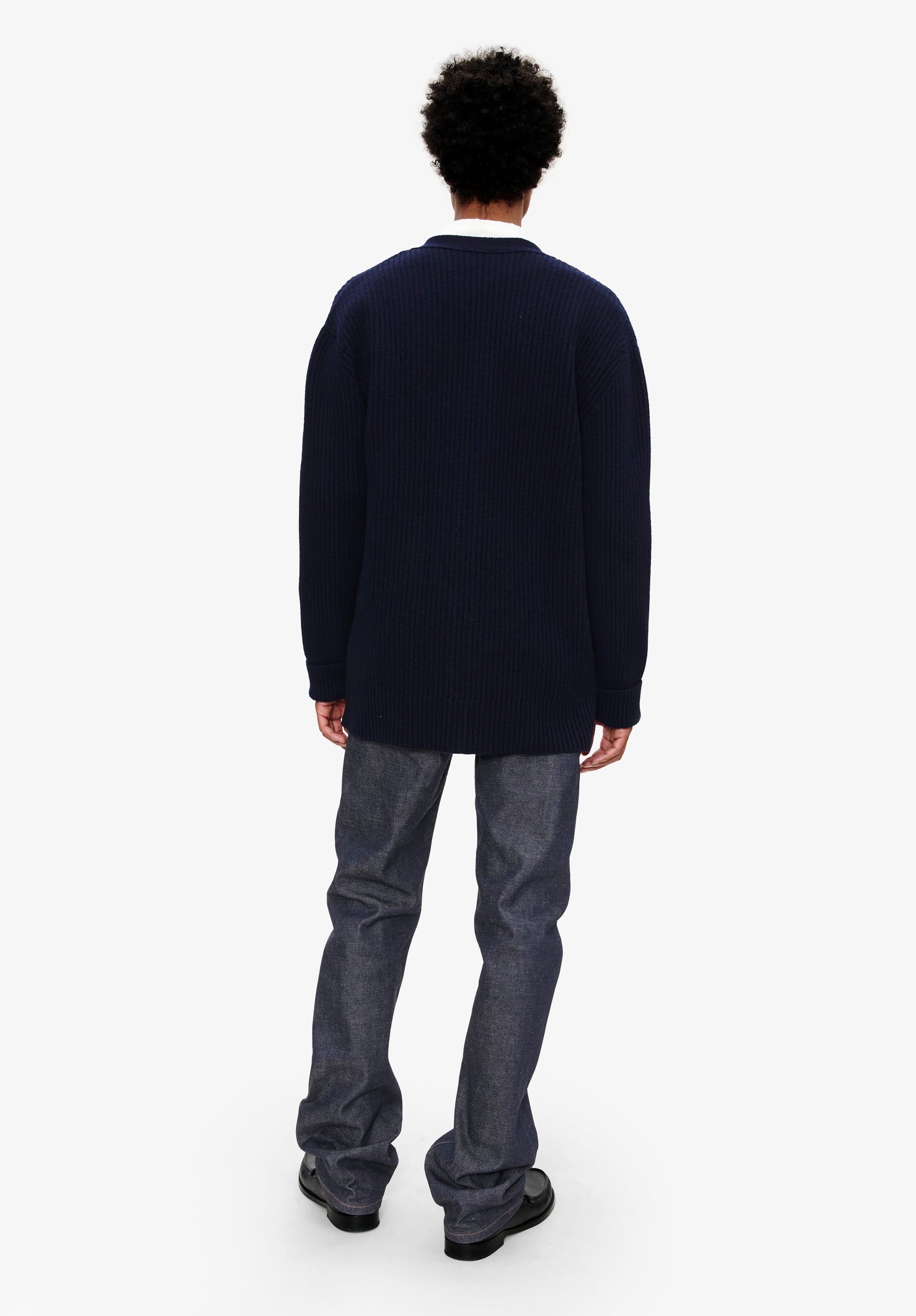 A. P.C. Men's Wool-cashmere cardigan Size: Extra Small in Dark navy blue