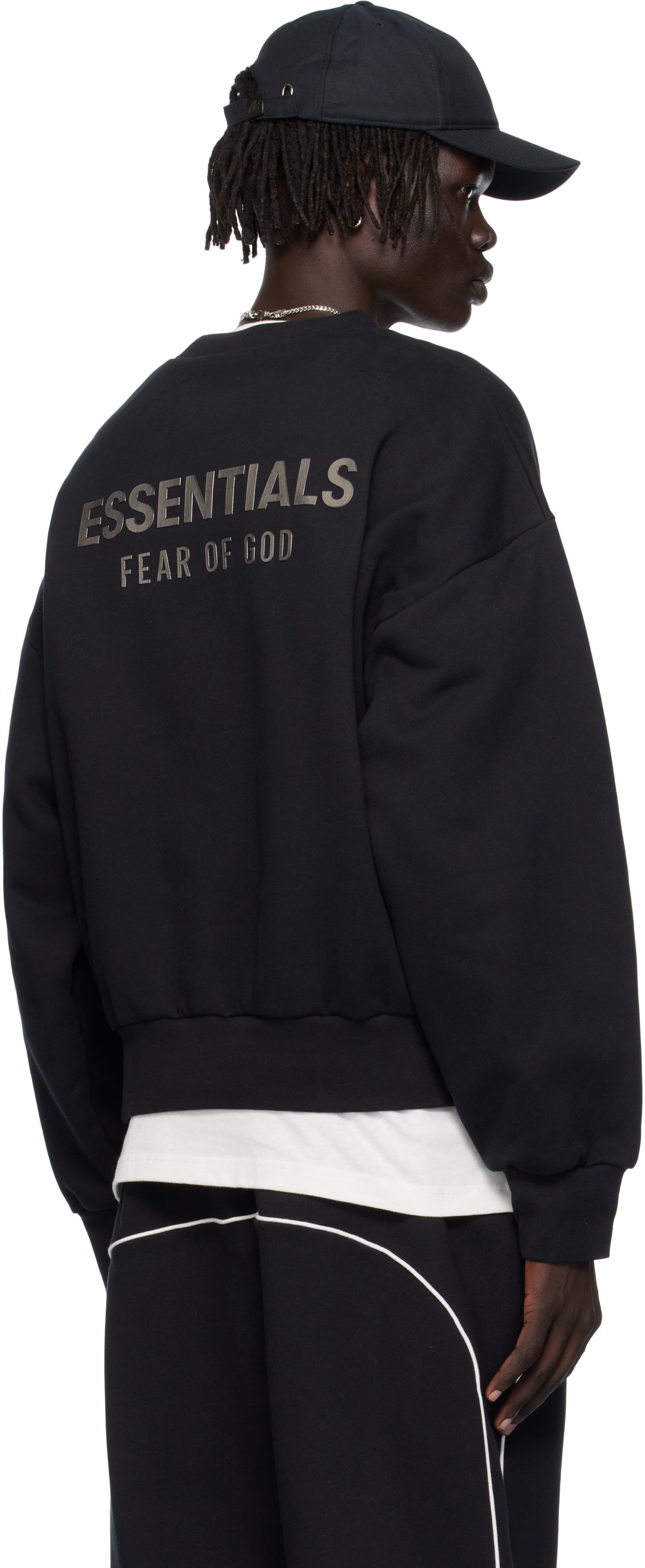 Black Classic Fit Fleece Crewneck Sweatshirt