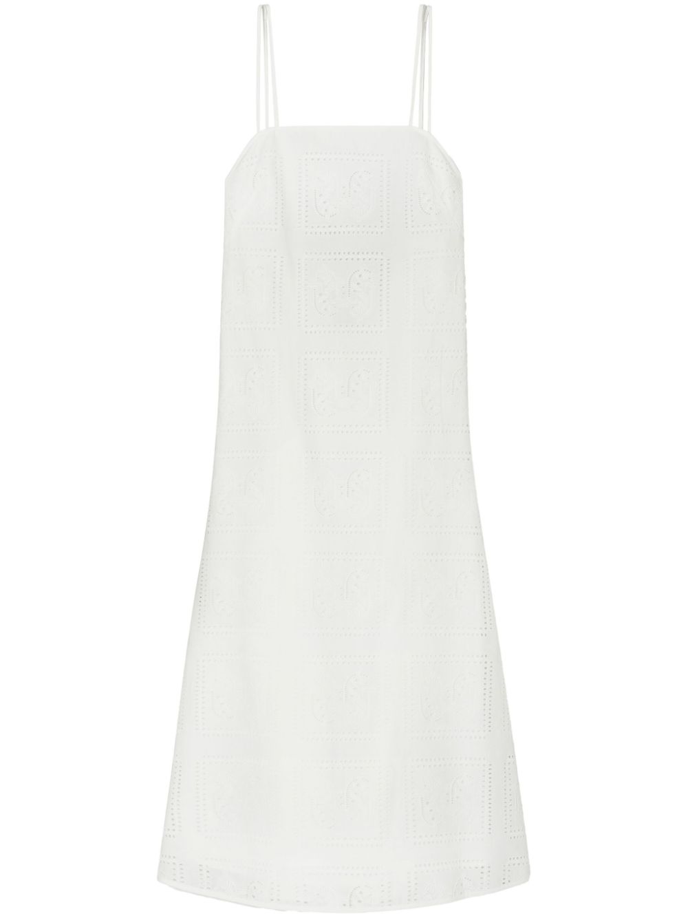 Cotton eyelet mini-dress - White